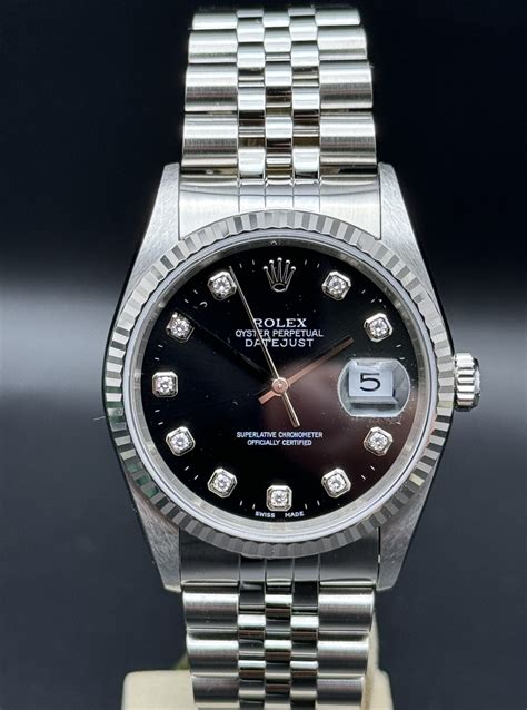 rolex datejust madreperla brillanti|Rolex Datejust 36 36mm Nero con Brillanti FULL SET .